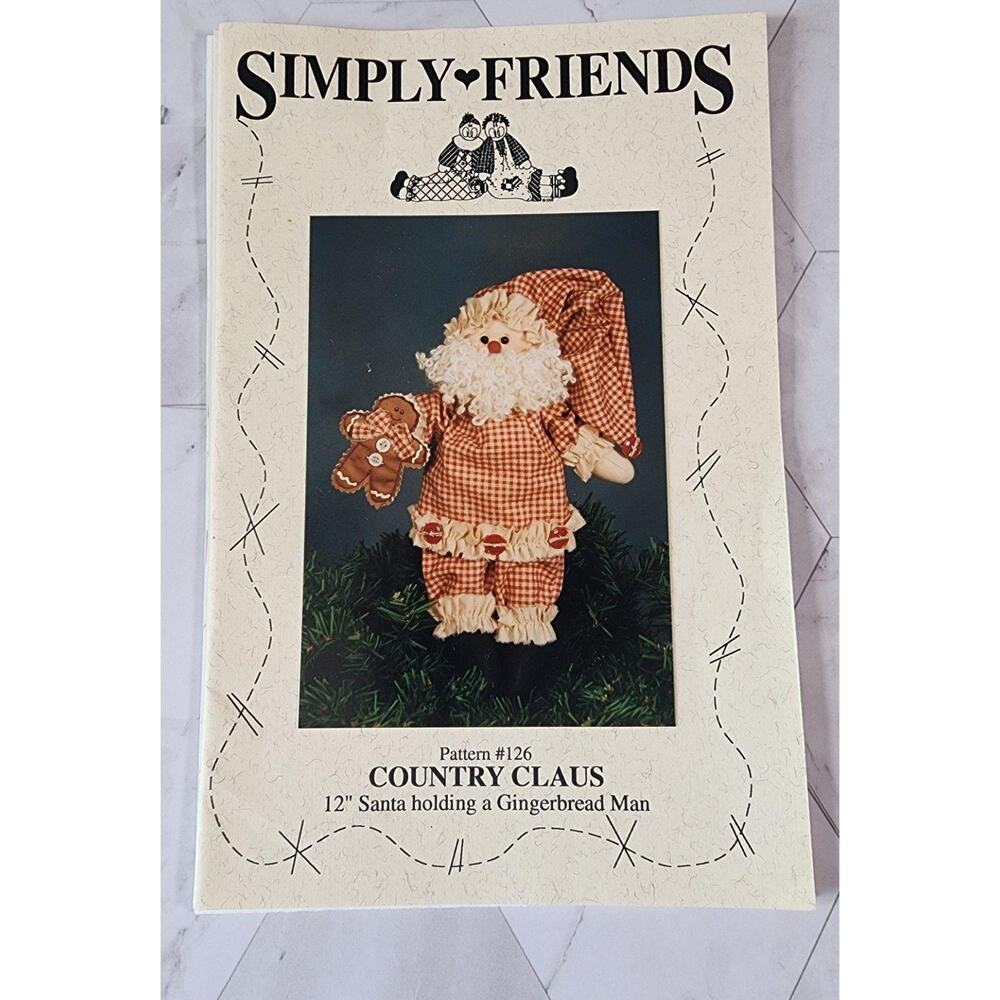 Simply Friends Country Claus 12" Santa with a Gingerbread Man Pattern #126 Uncut